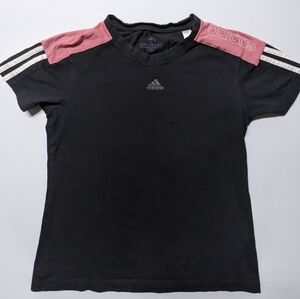 Adidas Black and Pink Short Sleeve Tees